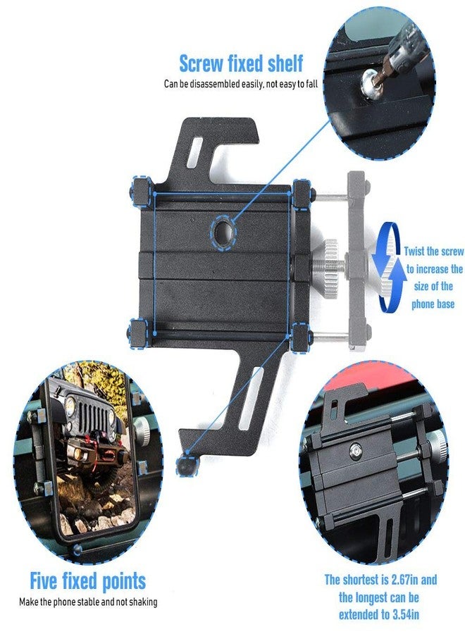 حامل هاتف محمول شديد التحمل للوحة القيادة لسيارات جيب رانجلر JK JKU موديلات 2011-2018 ذات البابين أو الأربعة أبواب - Image 4